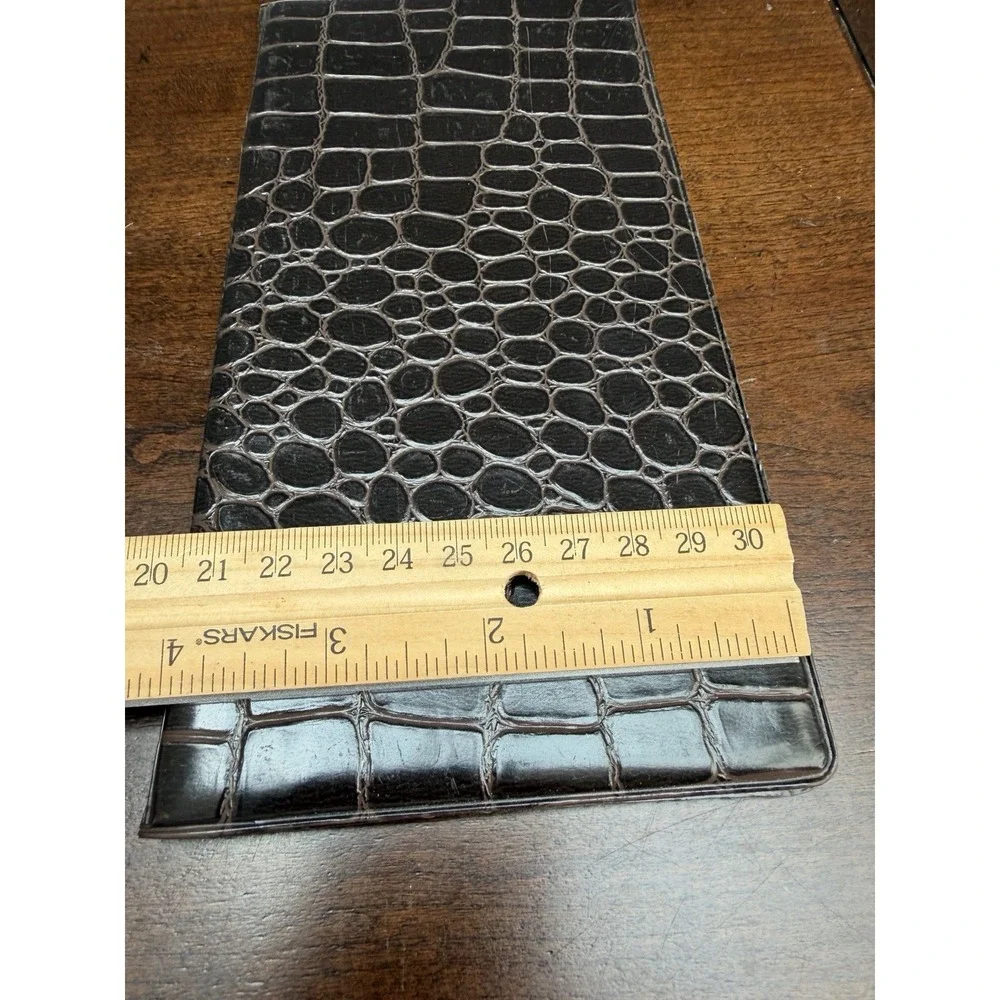 Vtg Pan American Airlines Brown Vegan Alligator Ticket Holder Folder Made in USA